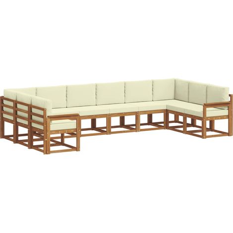 Conjunto de sofás de exterior 10 uds. Natural y Crema vidaXL (1/5)