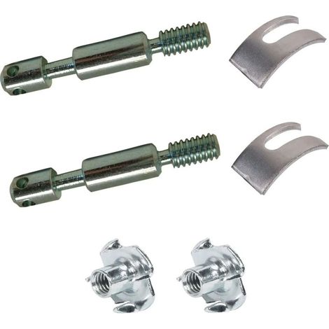 Komplettes Set: 2 x 6 mm x 50 mm Montagebolzen – 2 x M6 Stahl-Klauenmuttern – 2 x 38 mm Gabelträger für die Möbelmontage (1/4)