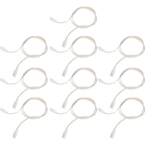 Fil pour Tube LED 10 pièces 3 Broches, Blanc, 1 mètre, câble Plastique avec Alimentation Stable, rallonge pour installations en Atelier et Bureaux (1/5)