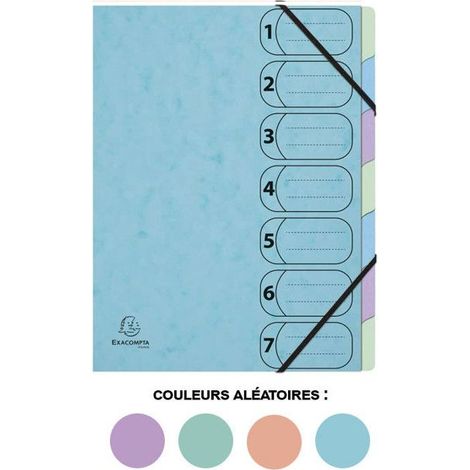 Trieur - 7 touches - A4 - Carton - Couleurs pastel assorties - Harmonika - Exacompta (1/4)