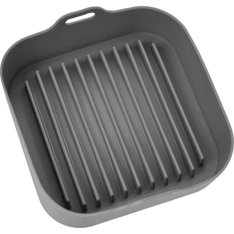 Doublure silicone friteuse à air 20 cm, panier réutilisable antiadhésif gris facile nettoyage, accessoire cuisson alimentaire résistant chaleur (1/5)
