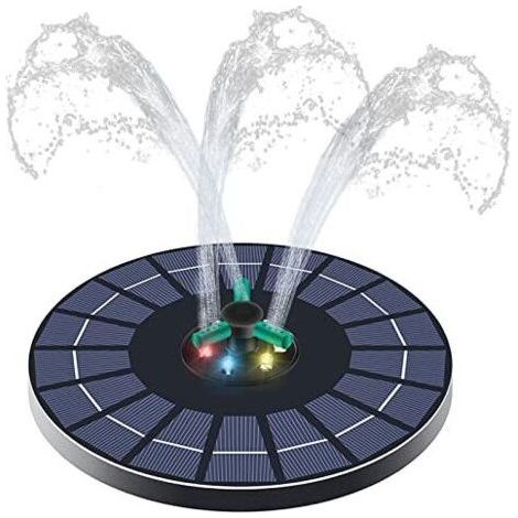 Fontaine Solaire pour Bassin avec LED, Fontaine A Eau Solaire Exterieure De Jardin, Fontaine Oiseaux Exterieur Solaire, Pompe Solaire pour Fontaine De Jardin Abreuvoir Oiseaux Lumineus-Chrom (1/5)