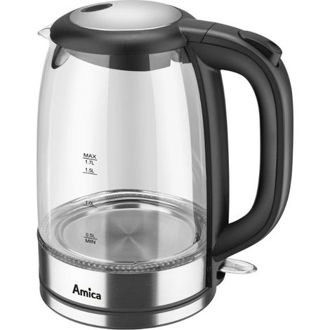 BOUILLOIRE AMICA KD 2050G NOIR TRANSPARENT VERRE PLASTIQUE 2200 W 1,7 L - MARQUE : AMICA - EAN : 5906006942229 1194222 (1/3)