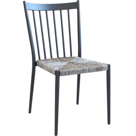 Sedia impilabile da esterno senza braccioli con struttura in alluminio e seduta in wicker Mizar