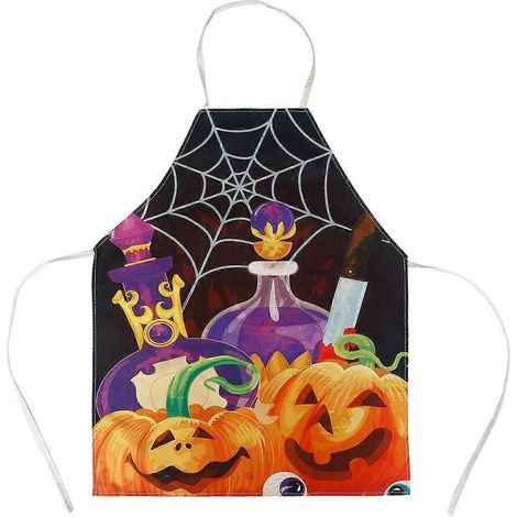 Tablier citrouille élégant pour la cuisine, collection Halloween 3 pièces (1/5)
