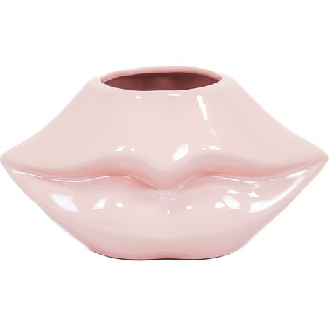Cache-pot Design Lèvres en Céramique Rose Clair - Pot de Fleurs Décoratif 21 x 19 x 11 cm - PANGIVO (1/5)