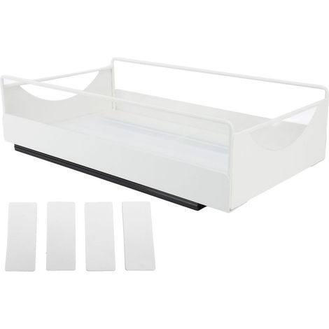 étagère rangement-Étagère coulissante pour cabinet - Organiseur pour cuisine et salle de bain en acier carbone, blanc, dimensions 227x401x85mm (1/5)