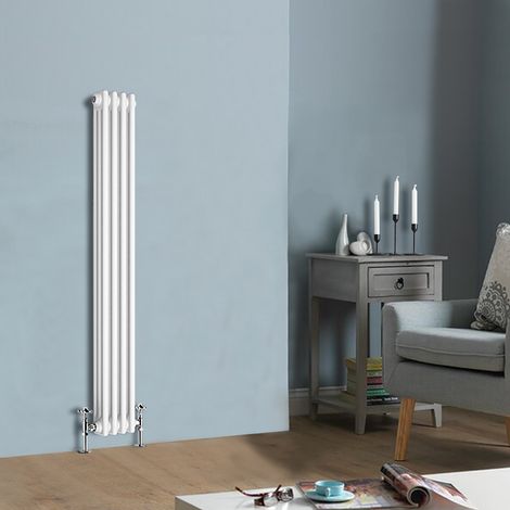 1500 x 200 mm Traditional White Vertical Cast Iron Radiator Triple Column (1/4)