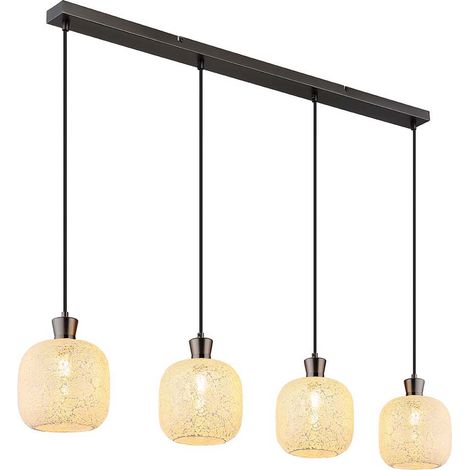 Hängeleuchte Pendelleuchte Wohnzimmerlampe schwarz chrom Glas Mosaik L 106 cm