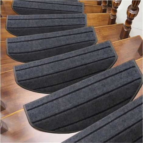 (Couleur : Rayures grises, Taille : 65 cm x 24 cm x 3 cm) Tapis d'escalier 6 pièces Tapis d'escalier Tapis à usage répété Tapis d'escalier auto adhésif (1/3)