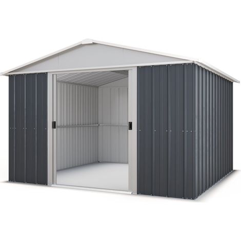 Abri de jardin métal anthracite Yardmaster 8,12 m² + kit d'ancrage