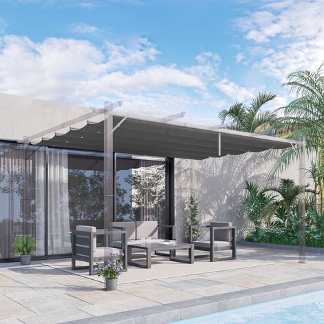 Toit de remplacement gris foncé évacuation eau pour pergola 3,5 x 2,5 m protection ombrage pluie résistant jardin terrasse extérieur (1/5)
