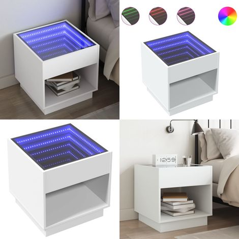 vidaXL Table de chevet avec LED infini blanc 50x50x50 cm (1/5)