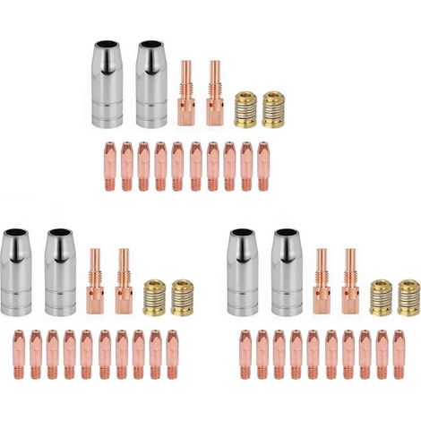 Kit d'accessoires de 48 pièces pour torches de soudage 25AK, consommables, porte-buse de gaz pour torche MIG/MAG 0,8 mm compatible 25AK. (1/5)