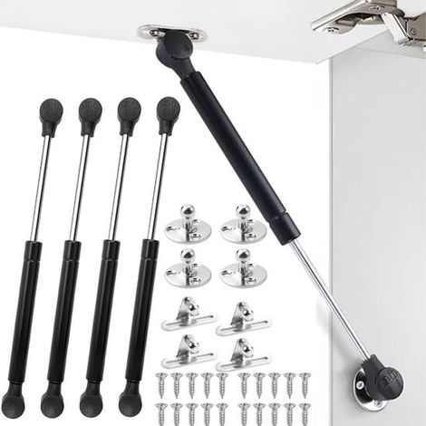 Vérin à gaz universel 200N/20 kg avec fixations, 27 cm, amortisseur à gaz pour trappe de meuble, lift à gaz, fermeture silencieuse (1/5)