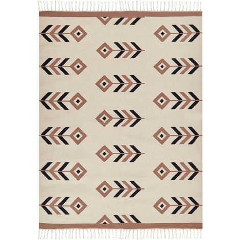 Teppich NIAVAN Beige 140 x 200 cm Baumwolle Kelim
