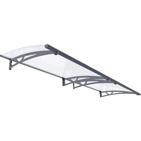 Canopia By Palram – Marquise de porte Altair gris – Dimensions 150,5 x 91,5 cm – Structure en aluminium et acier galvanisé – Épaisseur acrylique 4 mm