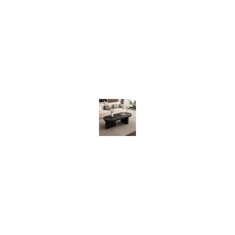 Table basse ovale 119,7x49,8x35,5 cm pour salon, design minimaliste, structure stable, MDF noir