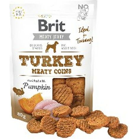 Snack per Cani Brit Jerky Turkey Meaty Coins Pollo Tacchino 80 g
