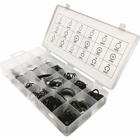 Boîte d'assortiment de circlips, 300 pièces, 18 tailles