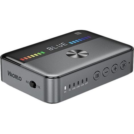 NFC 5.3 Récepteur Audio émetteur RVB Lumière USB 3,5 mm AUX RCA Coaxial Optique DAC Convertisseur Adaptateur Gris (1/2)