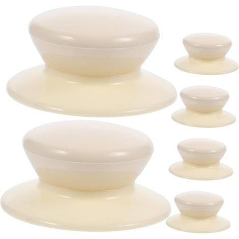 6 pomos de tapa beige resistentes al calor para sartenes y woks (1/4)
