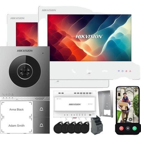 Interphone vidéo Hikvision DS-KIS705EY, 2 moniteurs IP65 (1/5)