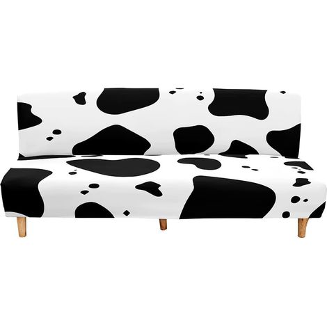 Armless Sofa Cover, Click Clack Sofa Protector, Cow Print Armless Sofa Cover, 3-Seater Click Clack Sofa Bed (M: 160-190cm, Cow Print 4) (1/5)