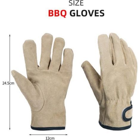 Gants Barbecue - Résistants Chaleur Jusqu'à 250 °C - Pour Grillage Soudage Poêle à Bois Four Cheminée - Taille Unique - Lot de 2 (1/4)
