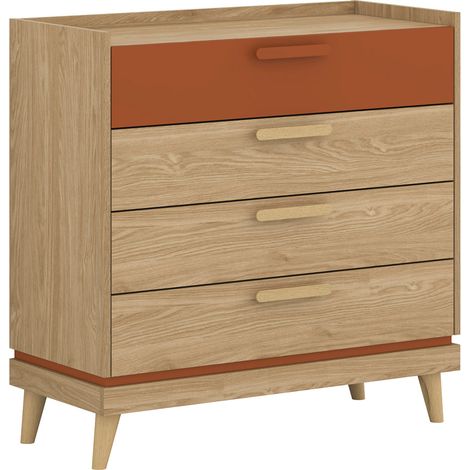 Kommode Sandy mit 4 Schubladen, Holzoptik, 90cm (1/5)