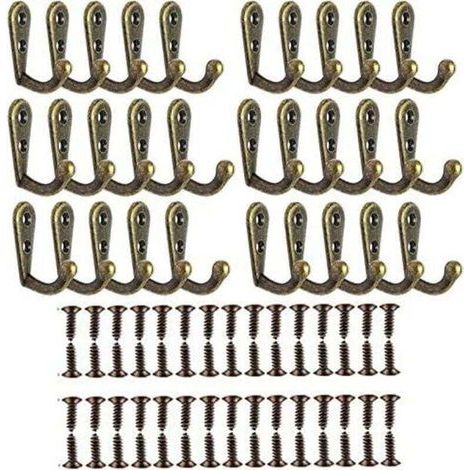 (Cuivre) 30 pcs Crochets Vintage, Crochet Rétro en Alliage de Zinc Patere Vintage avec 60 Vis Décoration Ideal pour Gants de Toilette Salle de Bain (1/4)