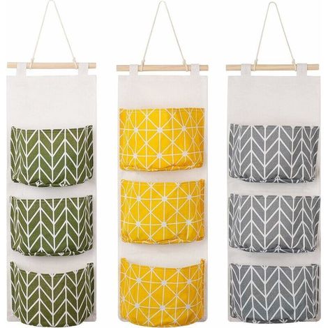 Sac de Rangement Suspendu Étanche Panier Pochette de Rangement Avec 3 Poches Convient à la Cuisine à la Salle de Bain Au Bureau (1/5)