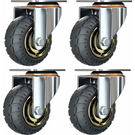 Lot de 4 roulettes pivotantes 75mm – Caoutchouc silencieux – Charge 80kg par roue – Pour sols durs et meubles mobiles (1/5)