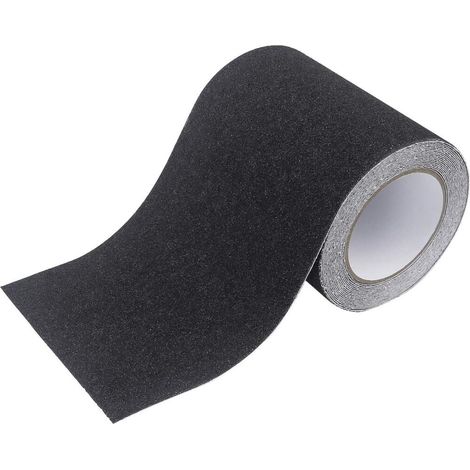 Tira antideslizante, tira antideslizante para escaleras, PVC, cinta autoadhesiva, para escaleras, suelos y umbrales - 15 cm x 5 m - Negro (1/5)