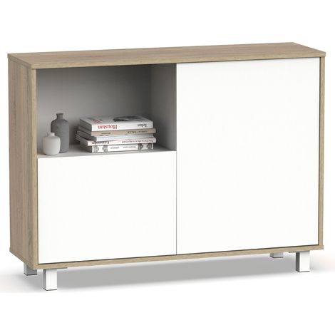 Briebe Nova Aparador, Mueble Salón Auxiliar, Buffet, 2 Puertas, 1 Estante 82,5x112x33 cm Recibidor Moderno  Blanco