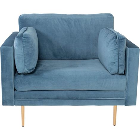 Fauteuil Design en Velours "Boom" 110cm Bleu (1/5)