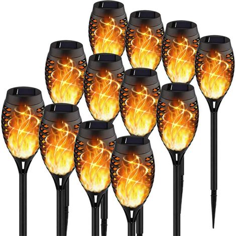 Lumières de jardin, décorations extérieures solaires avec détecteur crépusculaire, canons à flammes étanches pour allées de jardin, allées carrossables, chemins et événements en plein air-AquaForge