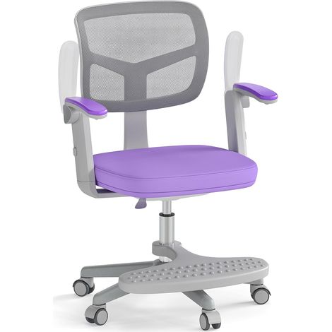 COSTWAY Sedia da Scrivania Bambini Girevole, Altezza Regolabile, Sedia da Studio per Ragazzi con Braccioli a Ribalta e Poggiapiedi, Poltrocina in Rete per Bambini 3-15 Anni, Portata 150 kg (Viola) (1/5)