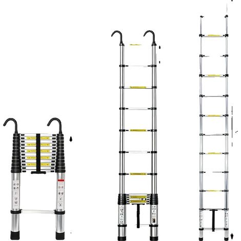 Teleskopleiter, rutschfestes Design, leichte Konstruktion, 5.1m mit Haken (1/2)