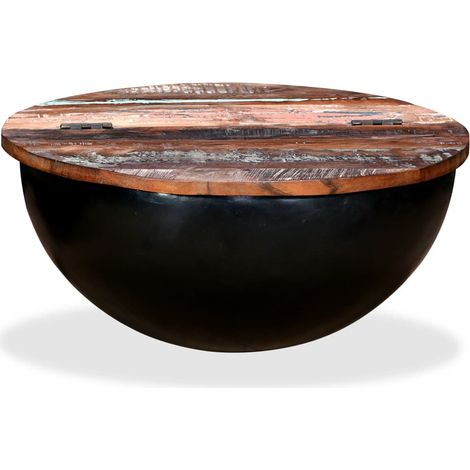 Couchtisch Altholz Massiv Schwarz Schalenform