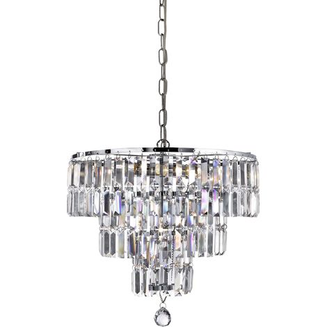 Lustre EMPIRE 5 lumières métal chromé Cristal clair E14 5x60w max Diam 48cm (1/5)