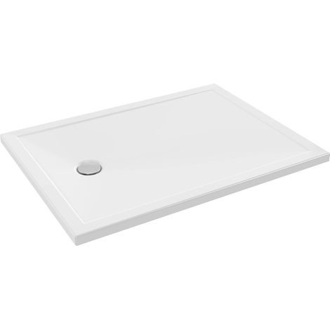 Plato de ducha extraplano Camille - 120x90 cm - Desagüe a la izquierda - Cerámica reciclada - Superficie antideslizante PN12 - Instalación elevada, sobre encimera o empotrada - Blanco - ENP921-00 (1/5)
