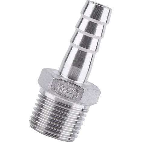 Raccord de tuyau d'arrosage mâle fileté en acier inoxydable (1/2" x 12 mm) (1/5)