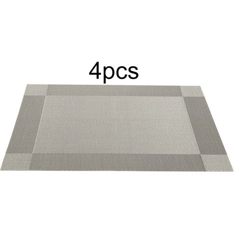 Lot de 4 sets de table PVC gris, napperons élégants, dessous de verre et sous-plat pour protection de table de salle à manger (1/5)