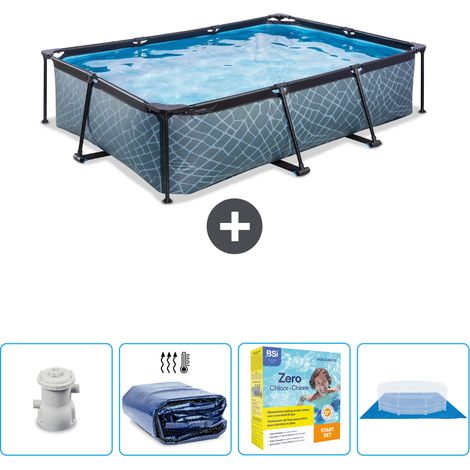 Exit Pool Rechteckig - Steinoptik - 300x200x65 cm - 5-teilig SCB66 (1/4)