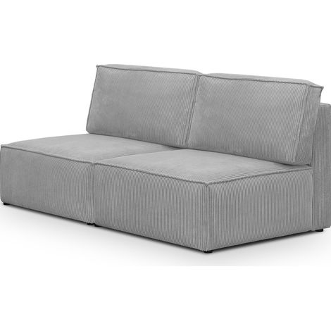 Module canapé 2 places en velours côtelé gris clair - Harper Mod (1/2)