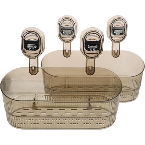 Étagère à ventouses pour salle de bain (2 pièces), sans perçage, avec bonde en acrylique doré (1/5)
