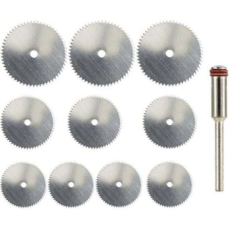 Set de Disques de scie circulaire en acier inoxydable - Mini Scie Disc pour outil rotatif - Foret de la scie - Rotary Perceuse rotative - 11pcs (1/4)