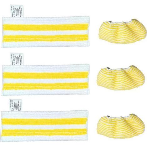 Tampon De Nettoyage - Tissu En Coton - Pour Nettoyeur À Vapeur EasyFix SC2 À SC5 - 3 Serpillères + 3 Chiffons (1/4)