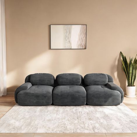 Sofa modulaire gris en velours côtelé 3 places sans cadre (1/5)